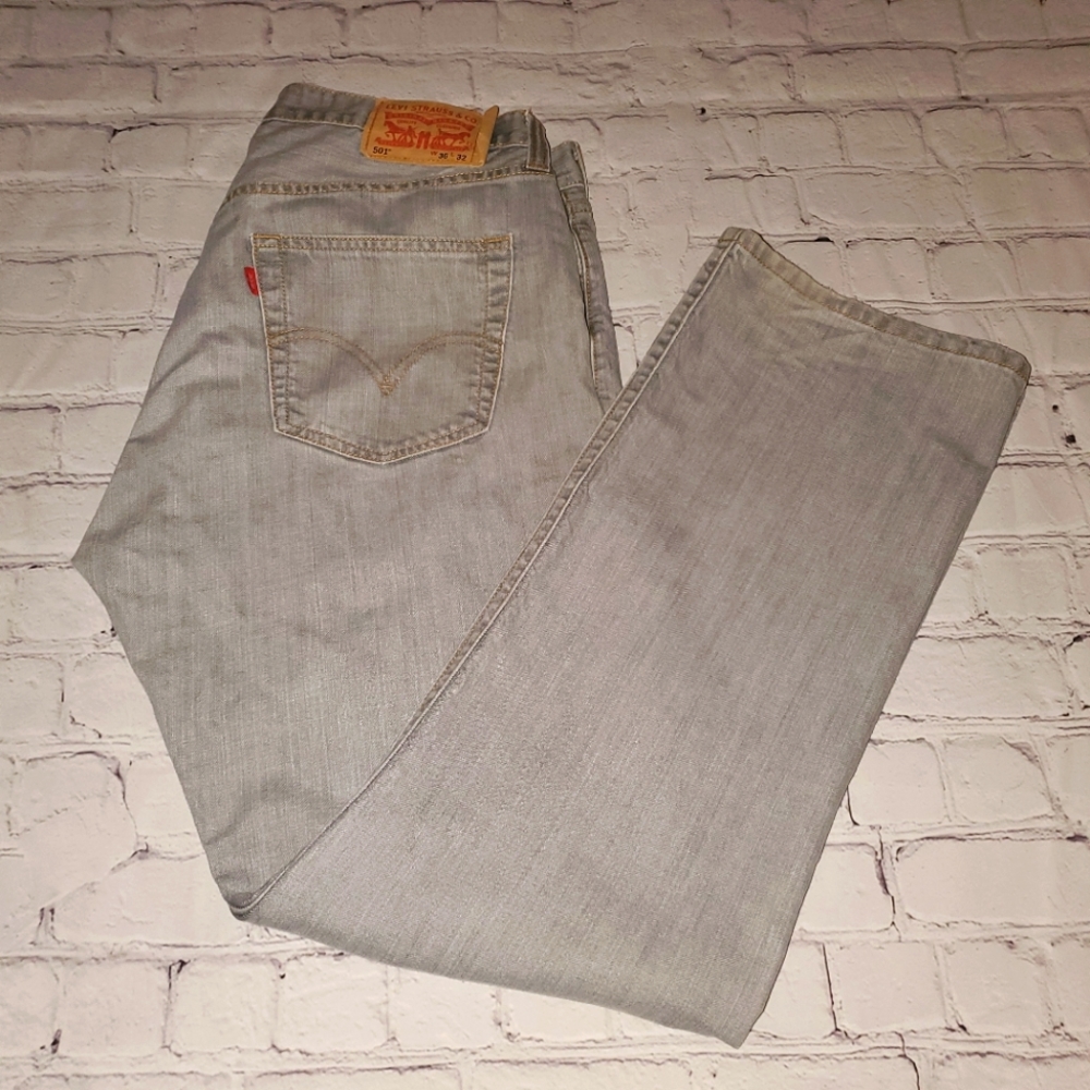 Levi's Men's 501 Original Fit Straight Leg Button Fly Jeans 36 w x 32 L gray